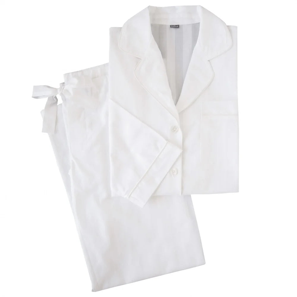 Bodas Shadow Stripe PJ Set White (Long)