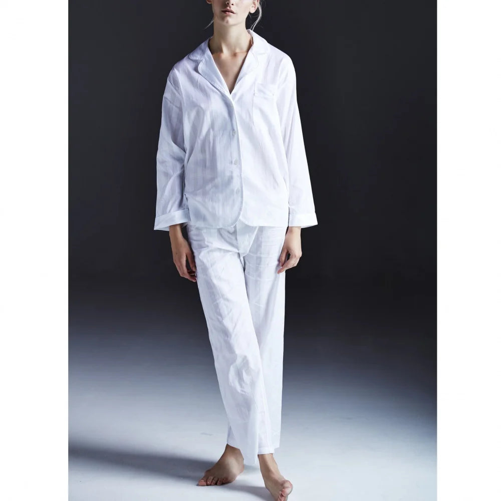 Bodas Shadow Stripe PJ Set White (Long)
