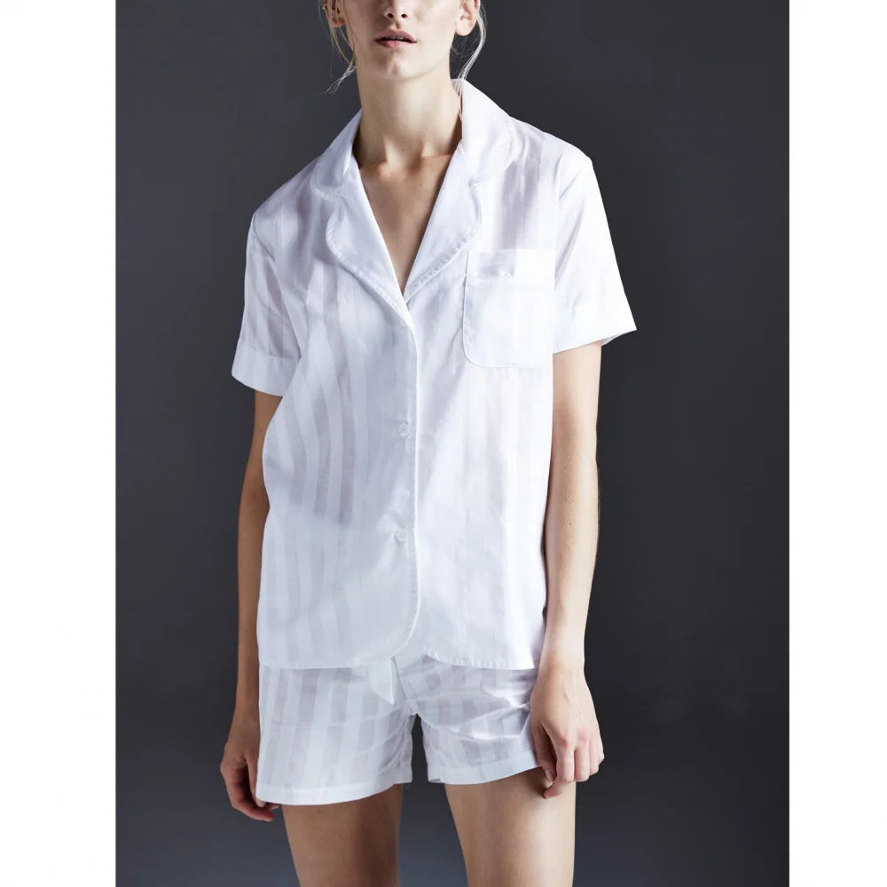 Bodas Shadow Stripe PJ Set White (Short)