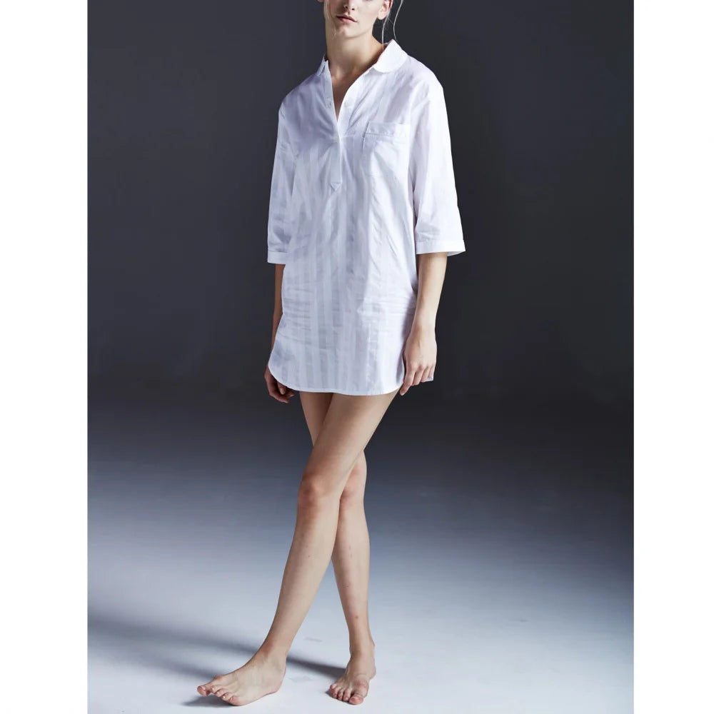 Bodas Shadow Stripe Nightshirt White