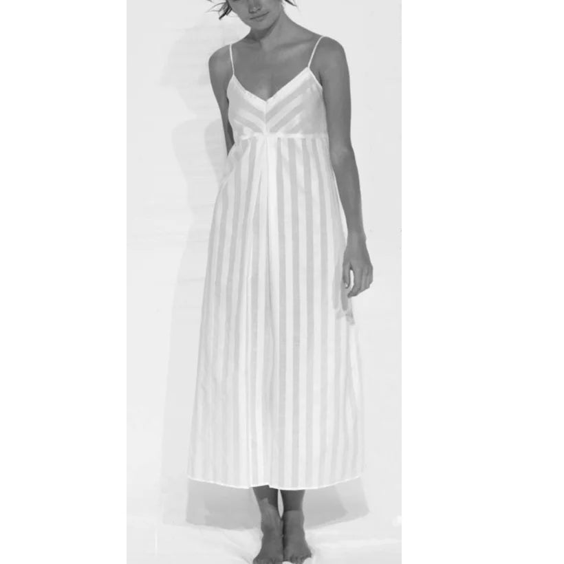Bodas Shadow Stripe Long Chemise White