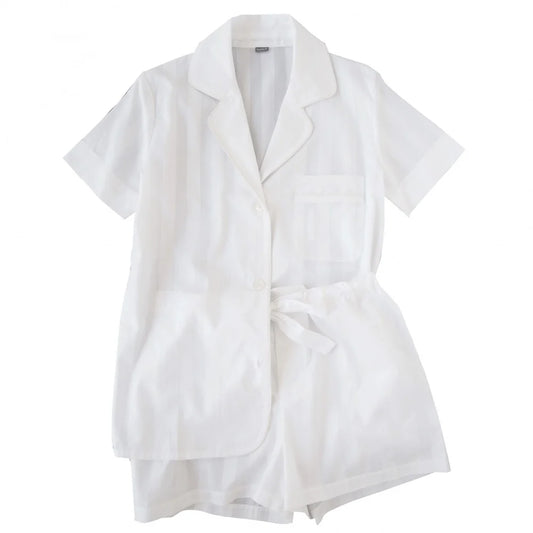Bodas Shadow Stripe PJ Set White (Short)